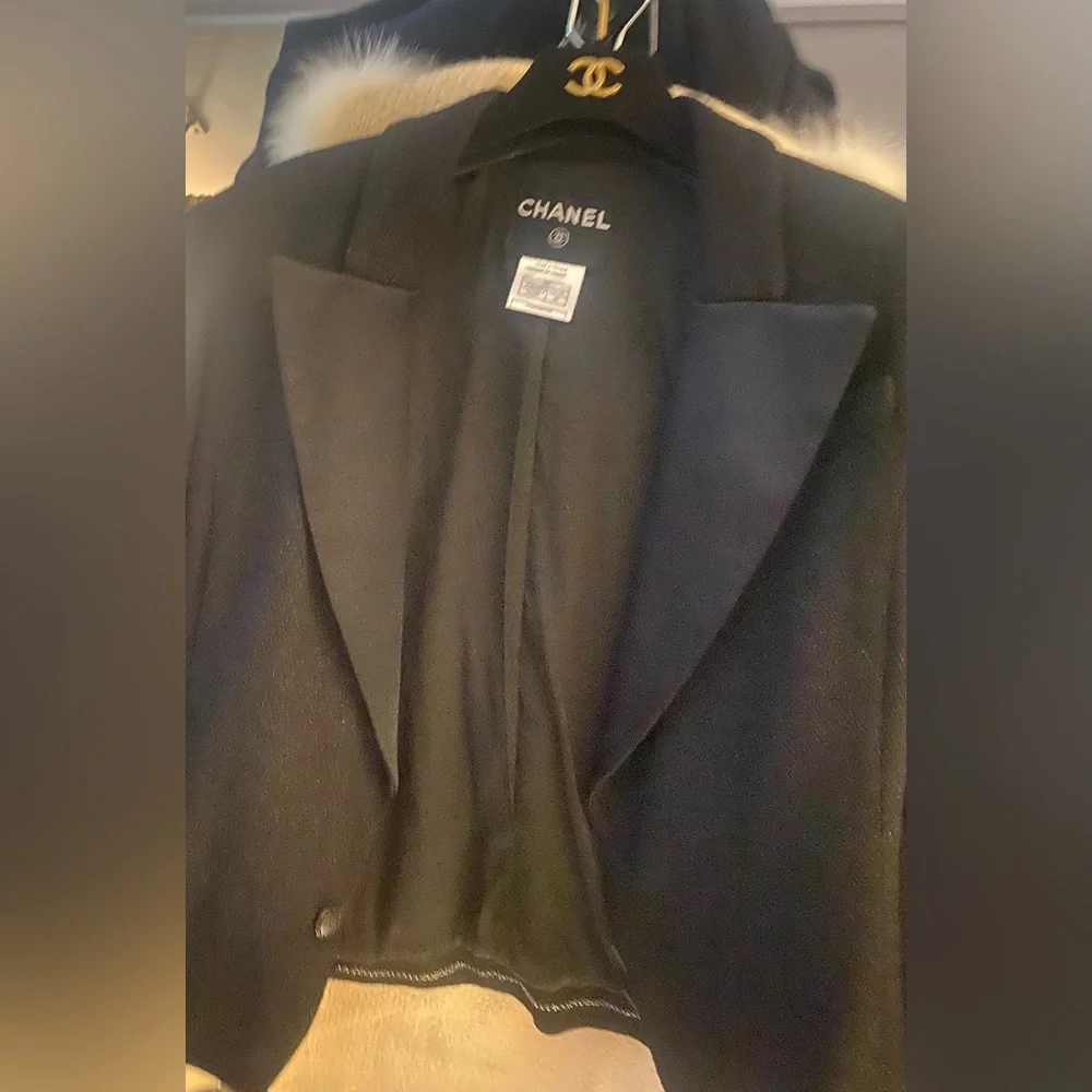 RARE Chanel 05P Shimmer Blazer Crystal CC Chain Link Button Jacket Black